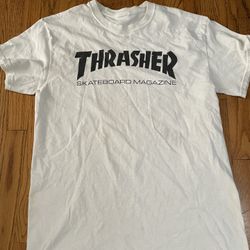 White  T Shirt Thrasher Medium 