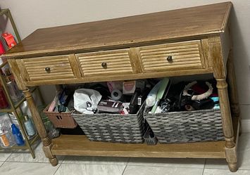 Wood Console Table with 3 Drawers