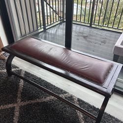 Wood and Leather Bench