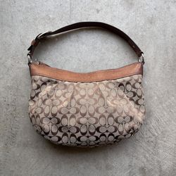 Vintage Coach Signature Essential F13741 Tan Brown Hobo Shoulder Bag