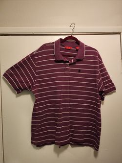 IZOD Men’s Polo Shirt 2XL – Maroon with White Stripes – Short Sleeve Cotton