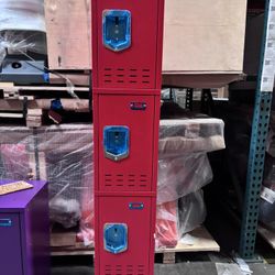On Sale!! New 66” Assembled Metal Locker 3 Doors for Employee Gym Locker 3 Tier Shelves Storage
