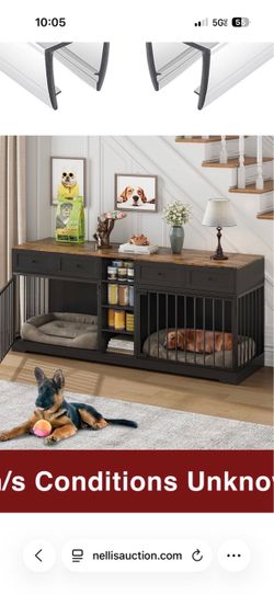 Large Double Dog Crate Furniture Console