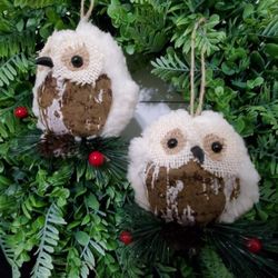 Two Owl Christmas Ornaments 