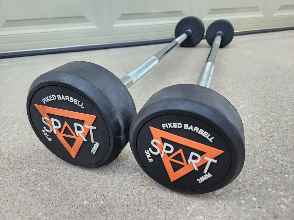 Spart 30lb and 40lb Rubber Coated Fixed Weight Barbell Straight
