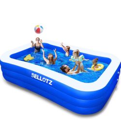 SELLOTZ Inflatable Pool for Kids and Adults, 120" X 72" X22" Oversized Thickened Swimming Pool