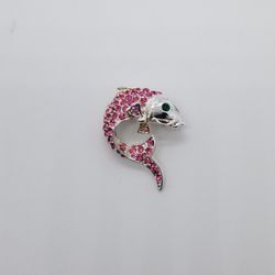 Silver Pink catfish pin brooch
