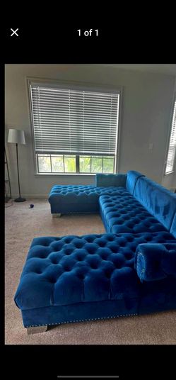 Blue Velvet Sectional Sofa