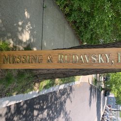 Oak Advertising Sign With Solid Brass Letters