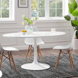 Modway Lippa Oval Artificial Marble Dining Table, 60 Inches
