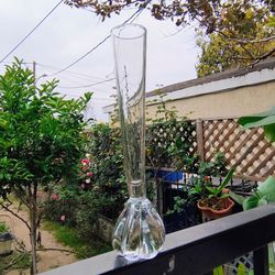 Glass  vase with swirl bottom
