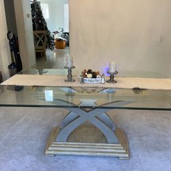 Large Glass Top Dining Table 