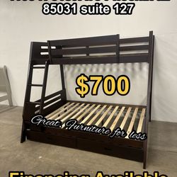 Bunk bed twin over full with drawers brand new