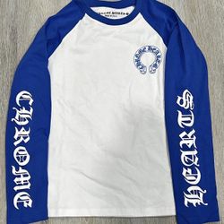 blue and white chrome hearts tee