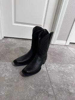 J.B. Dillon black square-toe leather cowboy boots