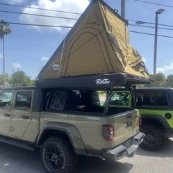 CVT Rooftop Tent, Awning and Leitner Designs Bed Rack.