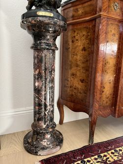 French Marble Pedestal Breech Marble pediment. Originates from France.