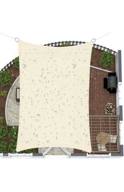 Beige Outdoor Patio Sun Shade Sail – 16x15 ft Square, Waterproof, 98% UV Protection, Breathable Canopy