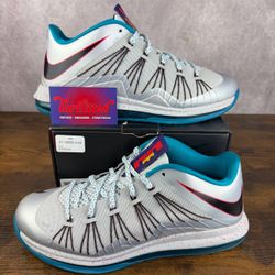 Nike Air Max LeBron 10 Low Akron Aeros Tropical Teal Platinum Size 10.5 579765-002 Men’s Basketball Shoes OG Rare