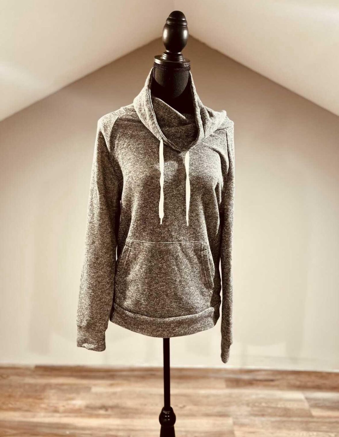 New Small Gray Cowl Neck Sweater