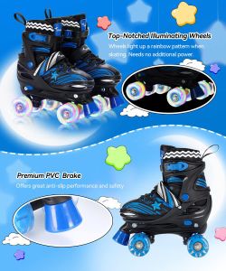 Sportneer Kids Roller Skates: 4 Size Adjustable Quad Skate (Sizes 12J-3)