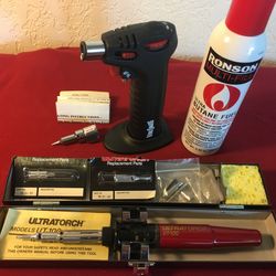 *NEW*ULTRATORCH UT100 Self Igniting Tool With Soldering, Heat And Torch Attachments & Metal Case w/ Extra Tips PLUS BENZOMATIC ST1100TS