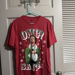 Buddy The Elf OMG Santa! Christmas T-shirt Size XL Red 