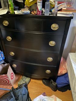 Black Wood Dresser with Gold Hardware