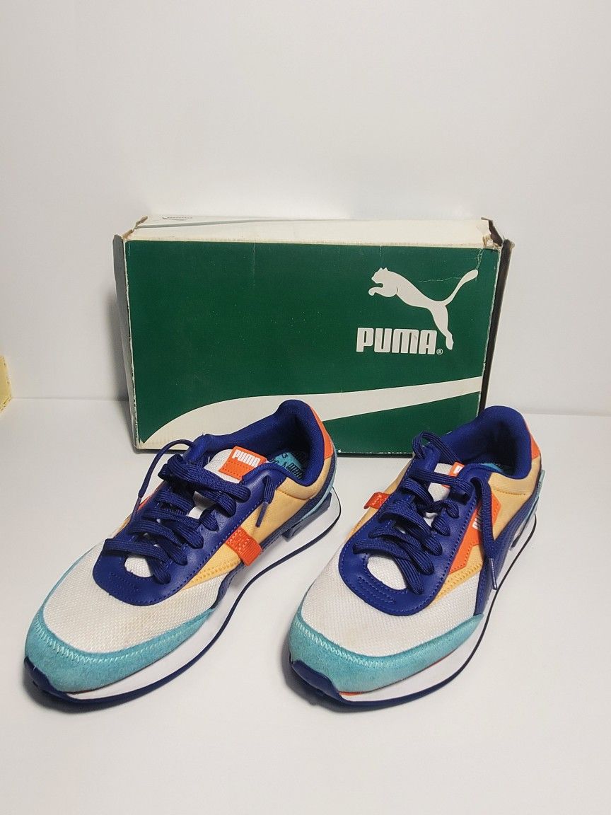 Men’s Puma Future Rider White Elektro Blue Peach (contact info removed)1 Size 10