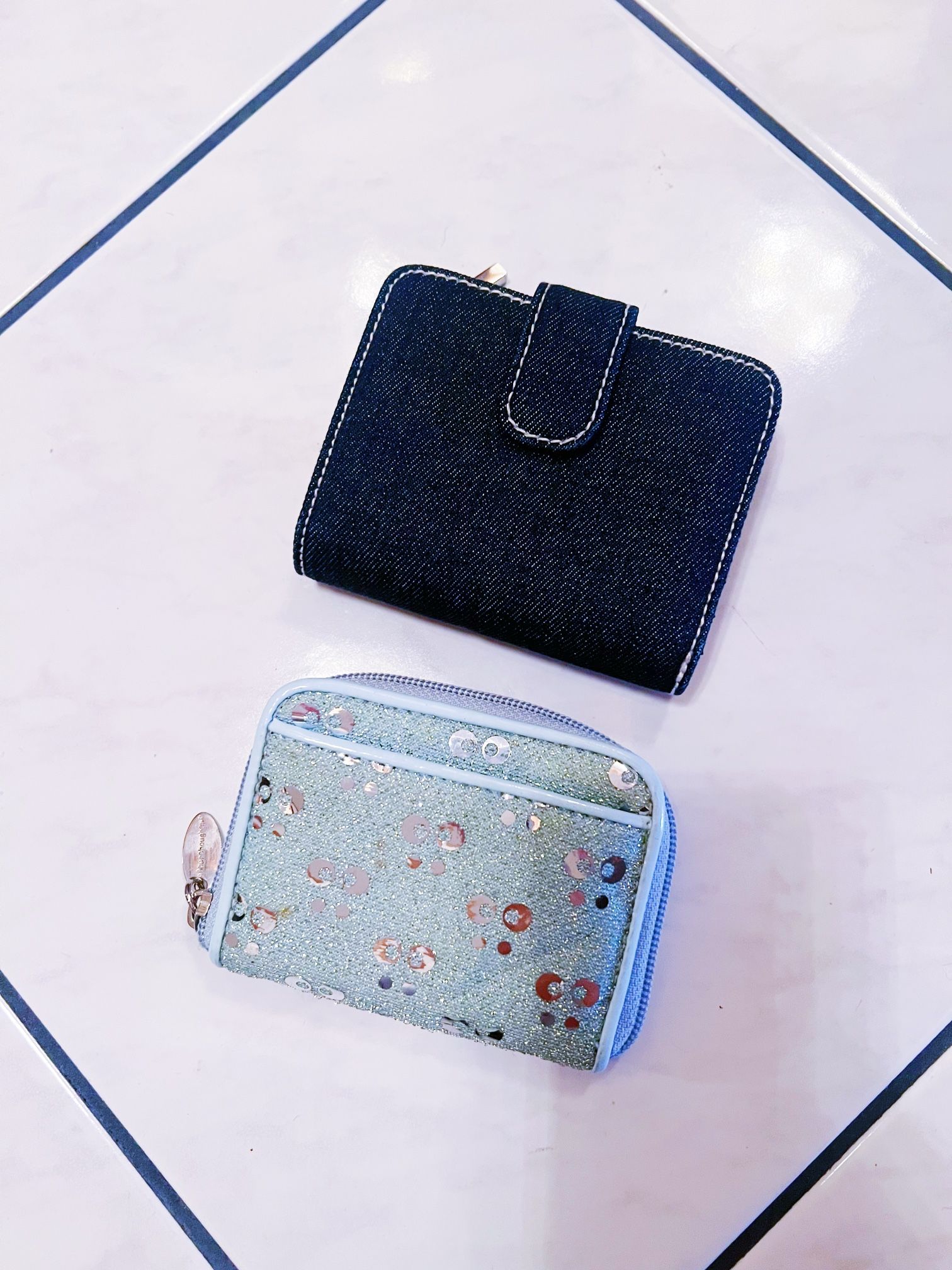 Denim Wallet & Blue Change Purse