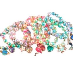 Lot of 40 Rainbow Beaded Girls Bracelets Birthday Party Favors