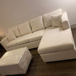 Brand New Cream Sectional With Free Ottoman 