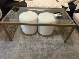 Glass coffee table.