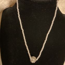 Pearl Choker With Crystal Ball Pendant (ICING)