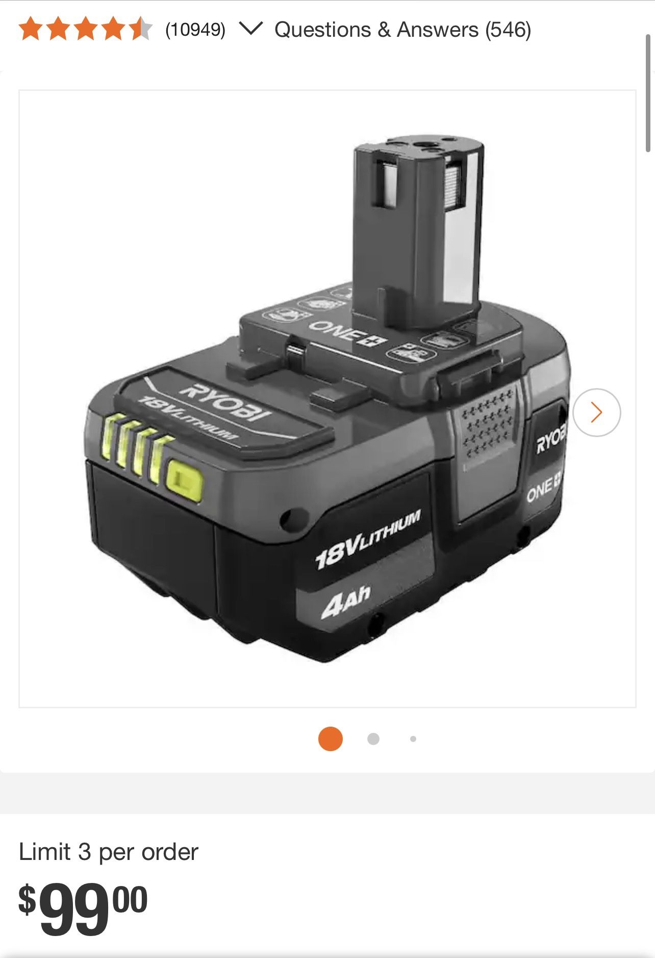 18v Lithium 4AH Battery 