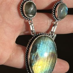 925 Silver Overlay Labradorite Necklace