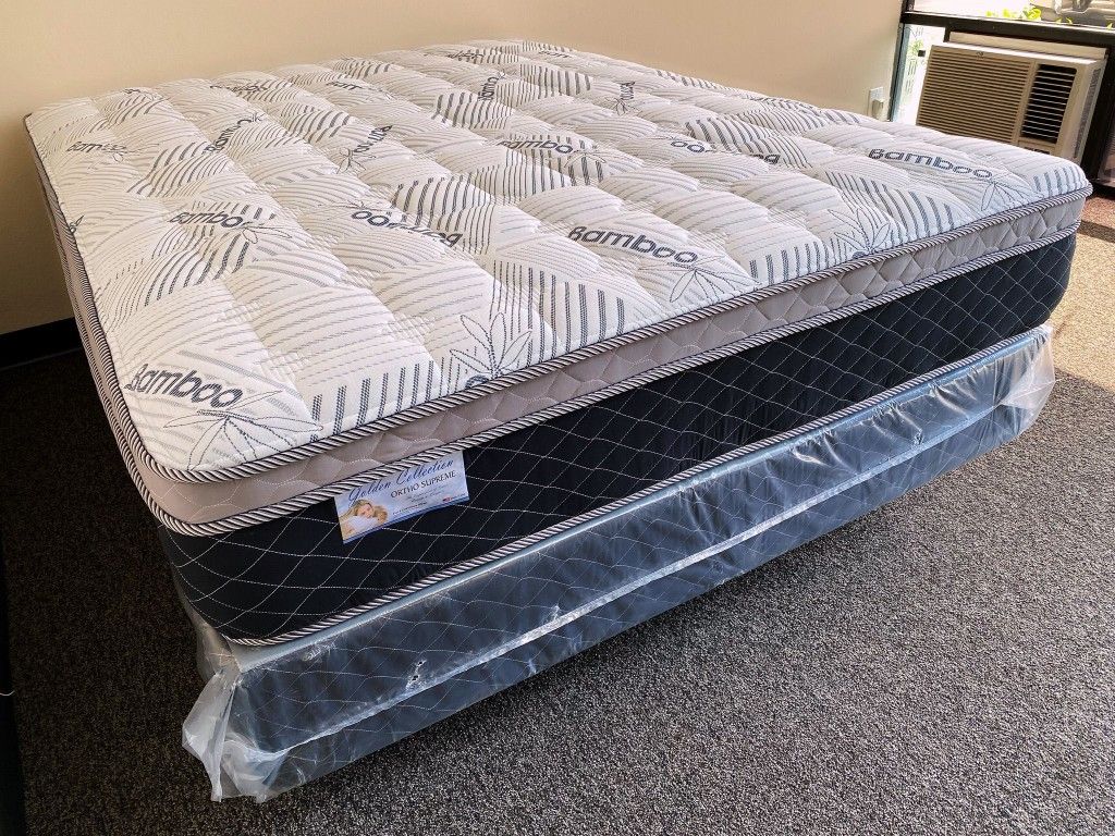 Queen Bamboo Plush Comfort Europillow Top 12inch Matres!!