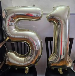 Gold "51" Number Balloons for 51st Birthday or Anniversary