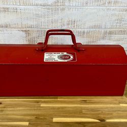 Vintage Red Metal Toolbox 