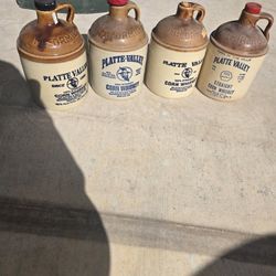 Vintage Platte Valley 100% Straight Corn Jug Bottles
