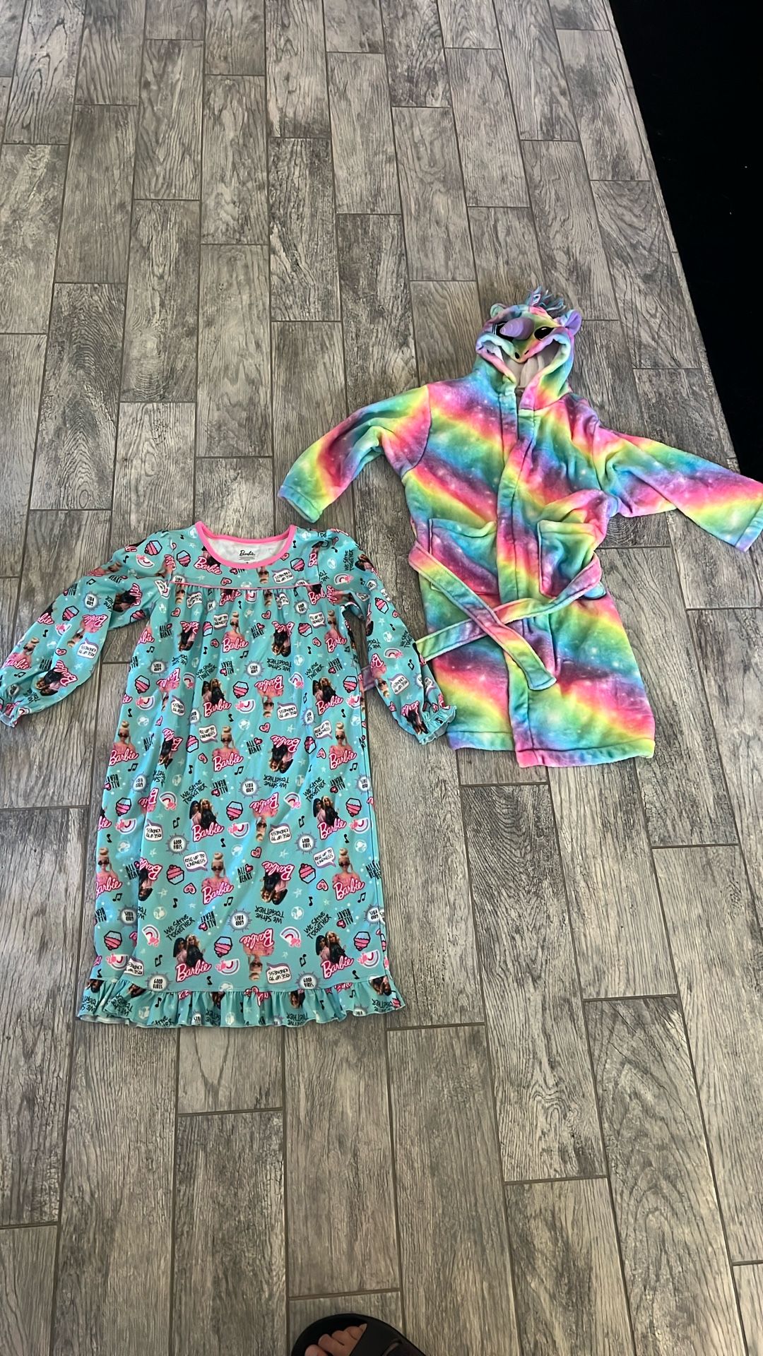 Girls Barbie Pajamas And Unicorn Robe