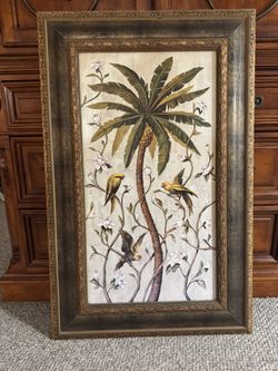 Beautiful Framed Palm Tree And Birds Paintings