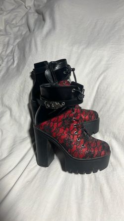 Goth black and red boots