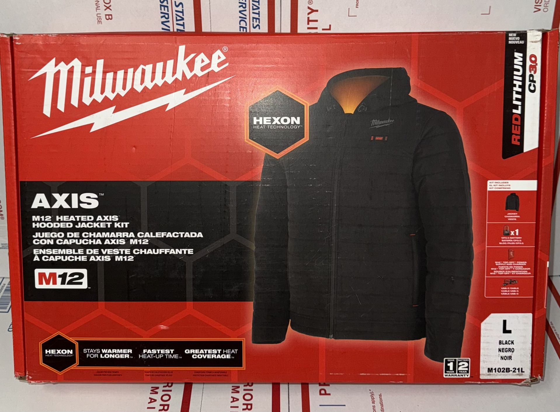 Milwaukee M12 Heated Axis Hooded Jacket Kit. Model #M102B-21L