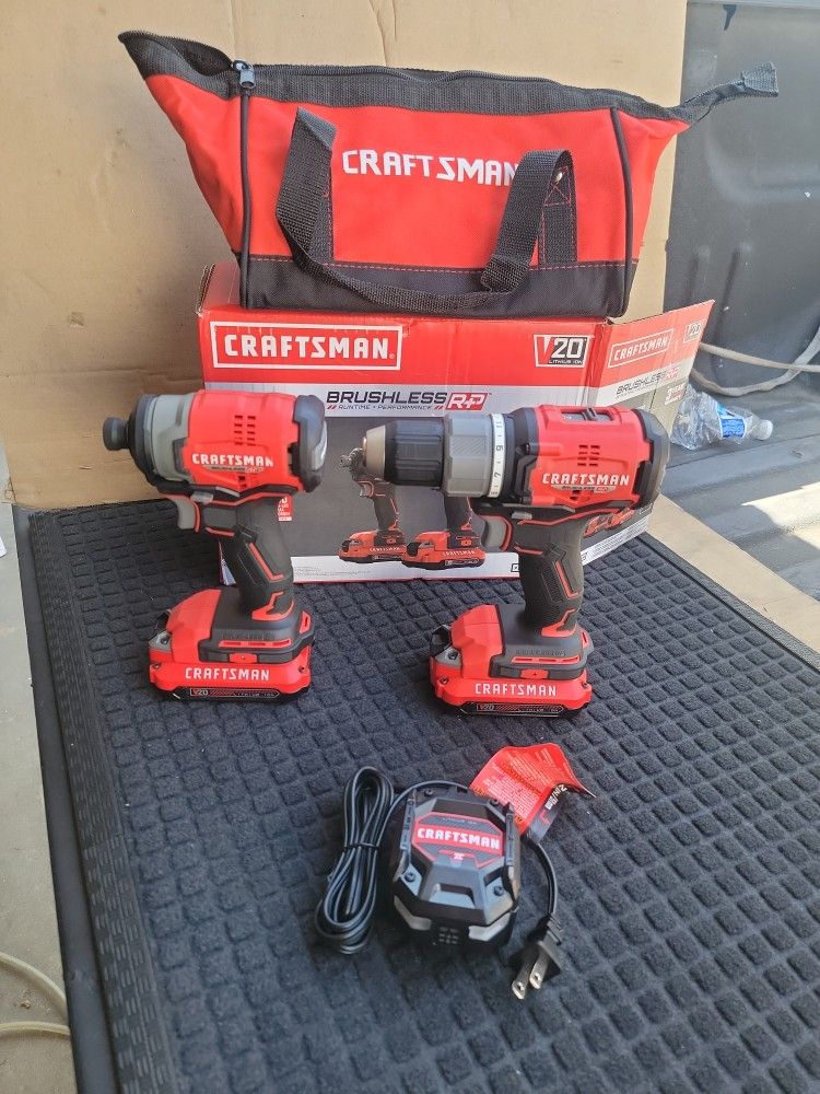 CRAFTSMAN V20 RP 20-VOLT MAX BRUSHLESS POWER TOOL COMBO KIT WITH SOFT CASE (2) BATTERIES AND CHARGER INCLUDED 