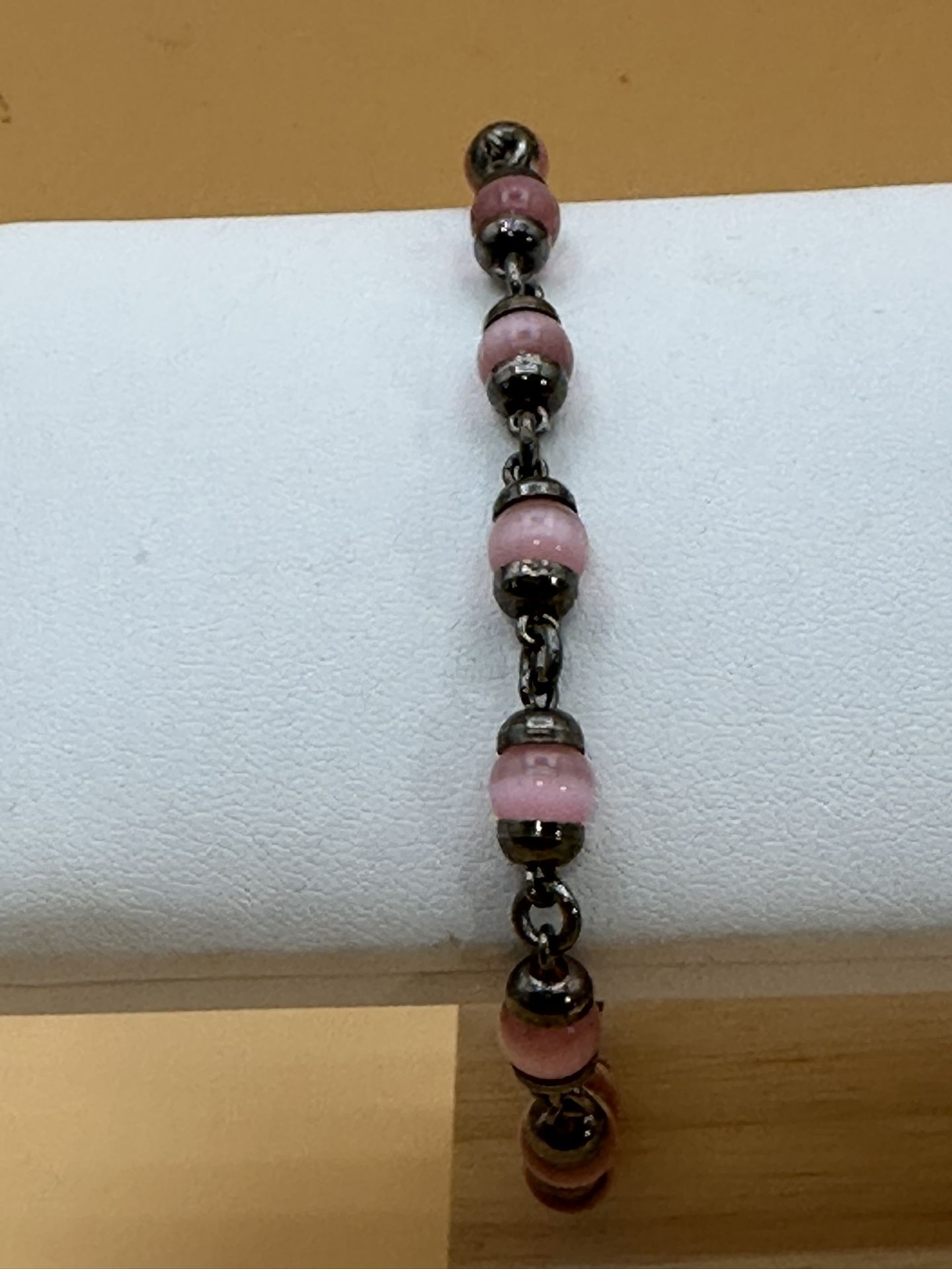 Taxco Mexico 925 Bracelet Pink Chatoyant Gemstone Rare Vintage TC-144