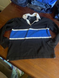 Black and Blue Striped Rugby Polo Shirt