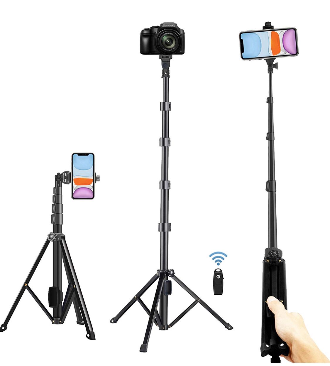 Selfie Stick Tripod, Extra Long 54" Extendable Tripod Stand Phone Tripod Camera Tripod Wireless Remote Shutter Compatible With iphone 11 pro Xs Max X
