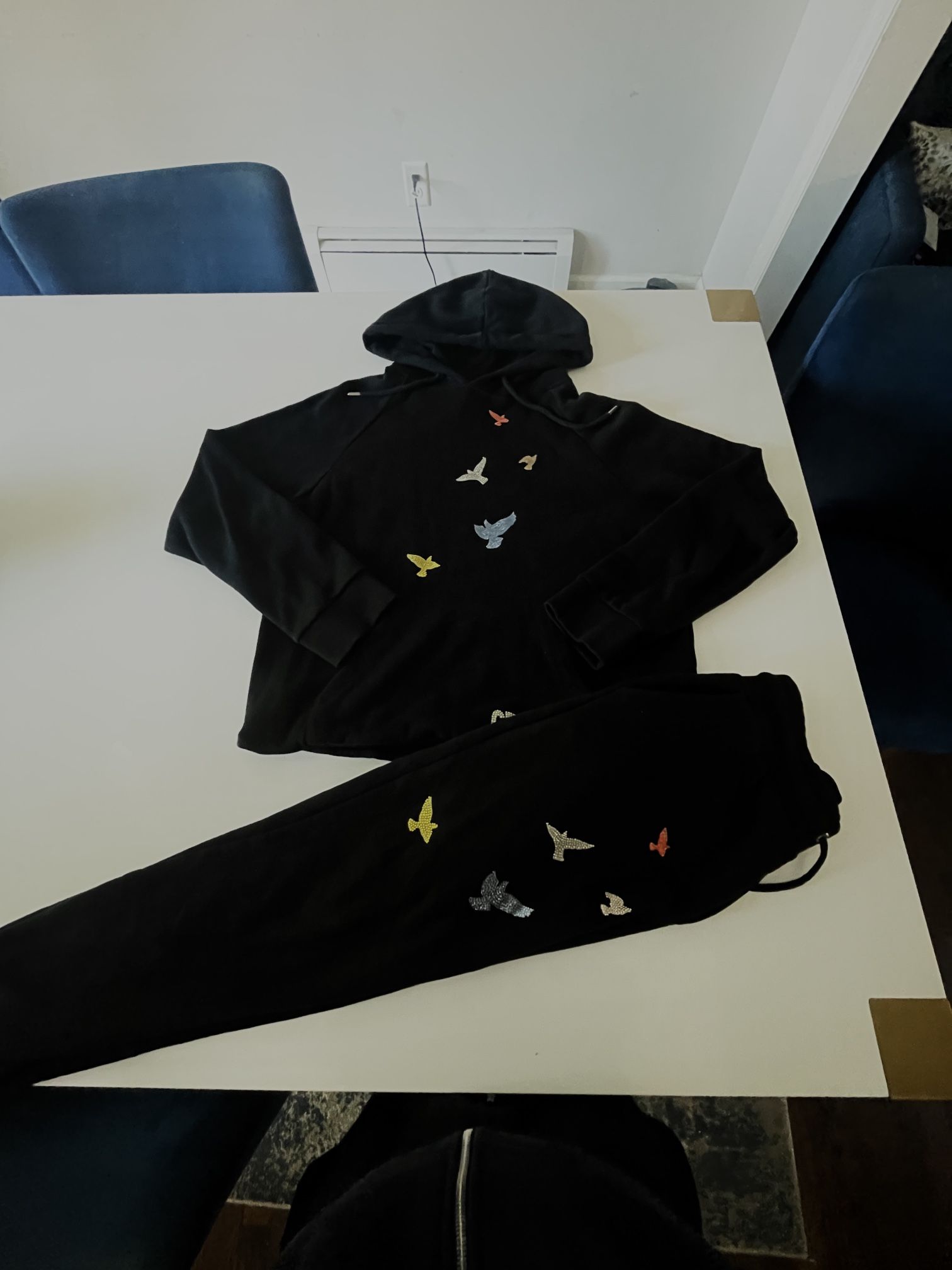 Rhinestone Black Tracksuit