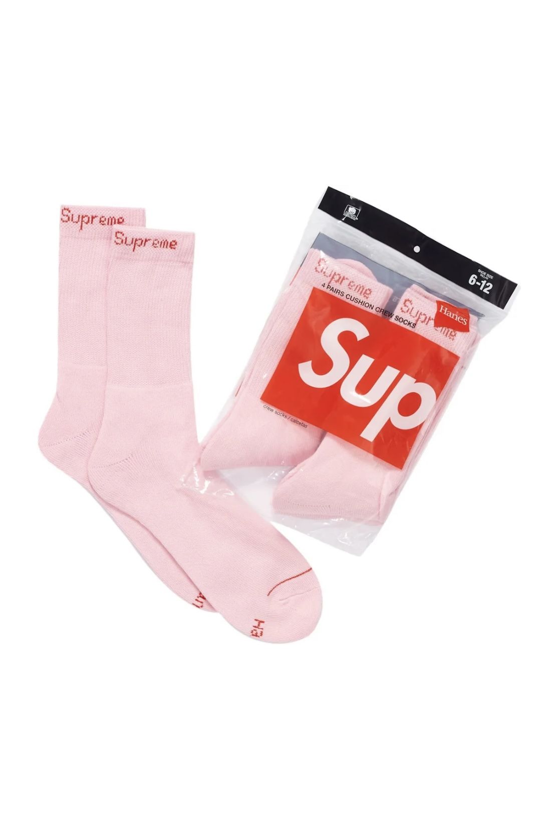 SUPREME/HANES CREW SOCKS (4PACK)